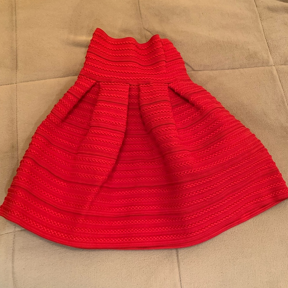 Red Structured Skirt